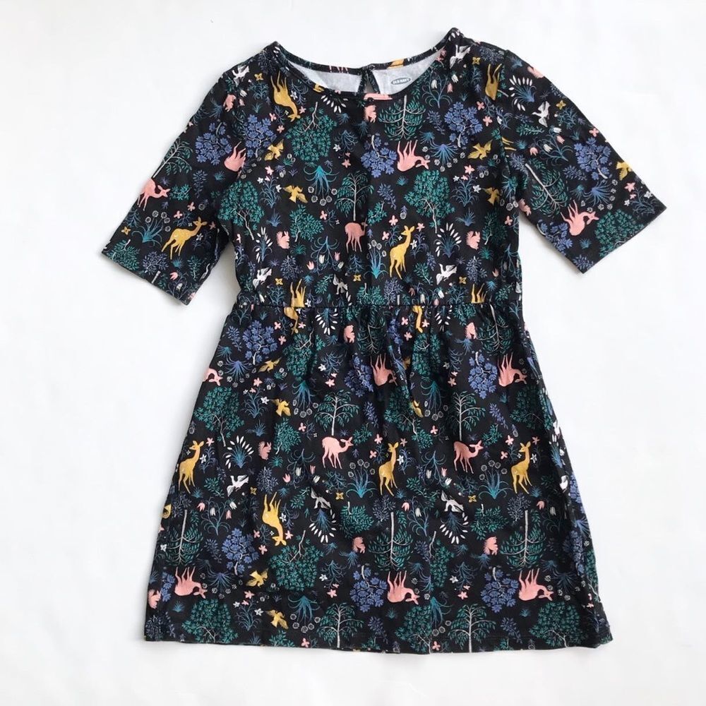 Old Navy forest animal print dress EUC S(6/7Y)